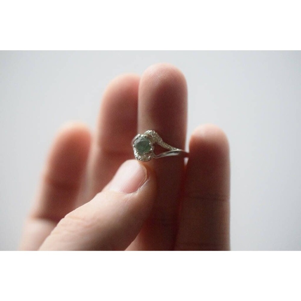 Natural Emerald Ring, Raw Emerald Ring, Engagement Ring, Rough Emerald Ring, Wed - Picture 2 of 4